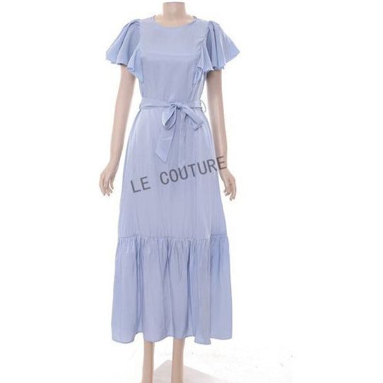 Maxi Short Sleeve Solid Color Dress