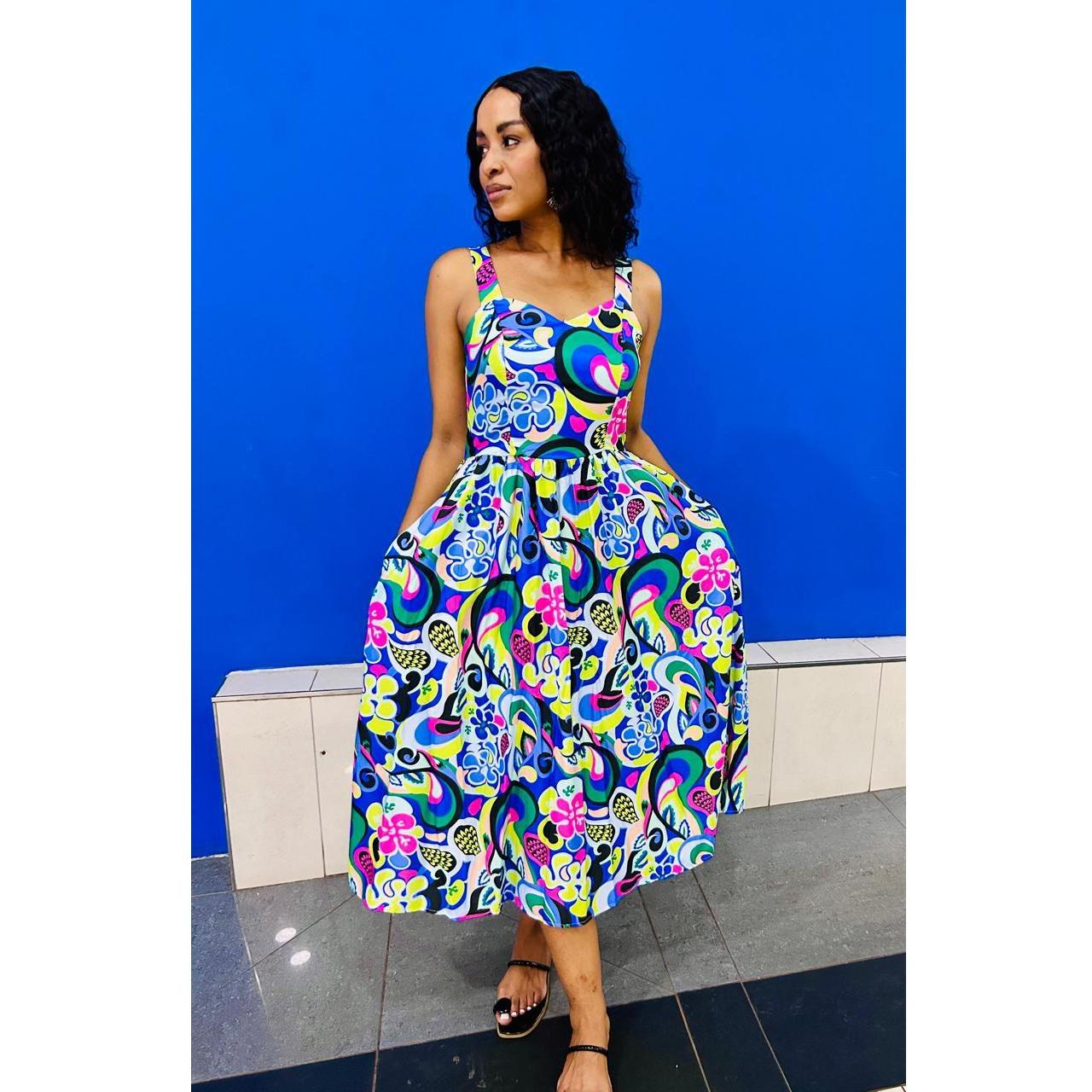 Printed Duchess Satin Maxi Dress