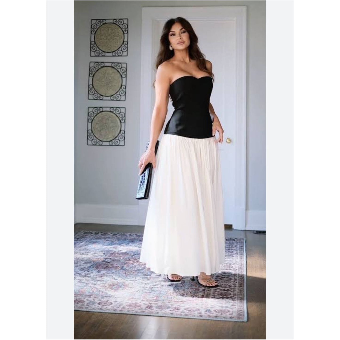 Sleeveless Off-Shoulder Pleated Maxi Dress