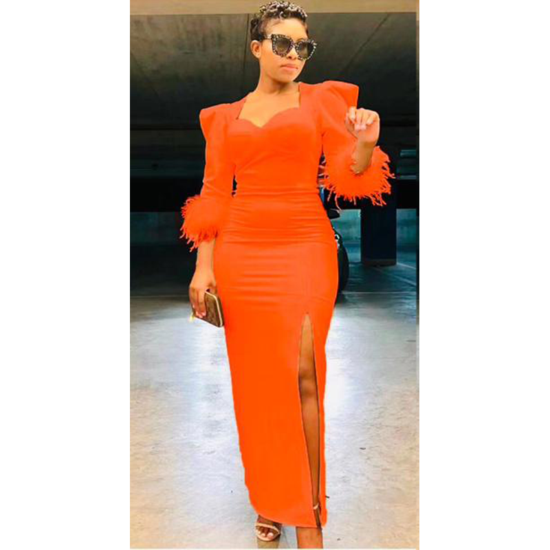 High Waisted Slit Fluffy Dress