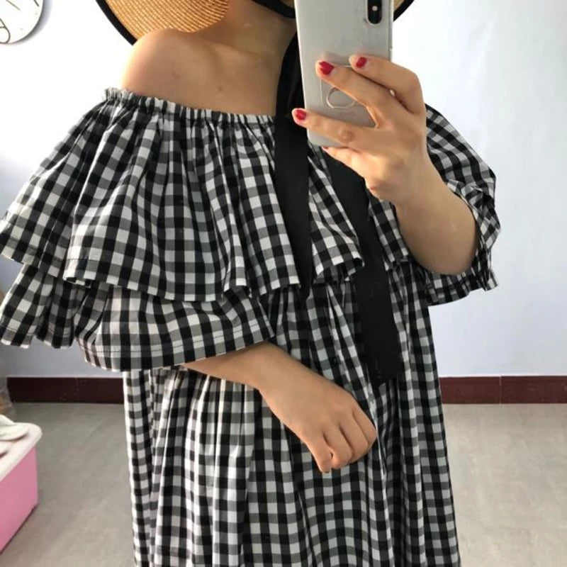 Ruffles Plaid Dress