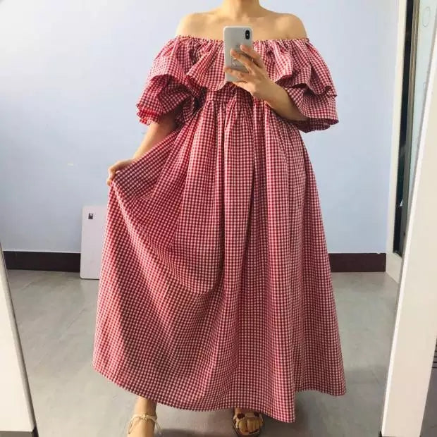 Ruffles Plaid Dress