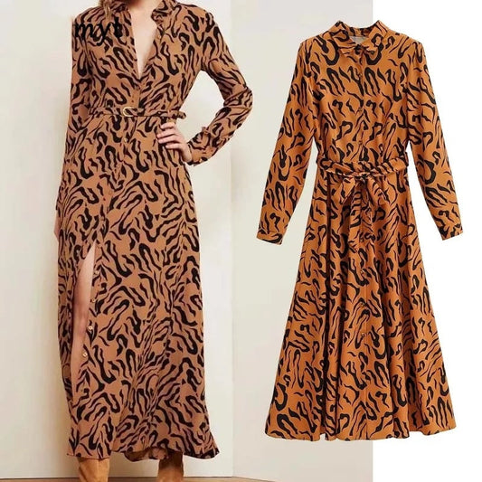 Vintage Tiger Dtripe Midi Dress