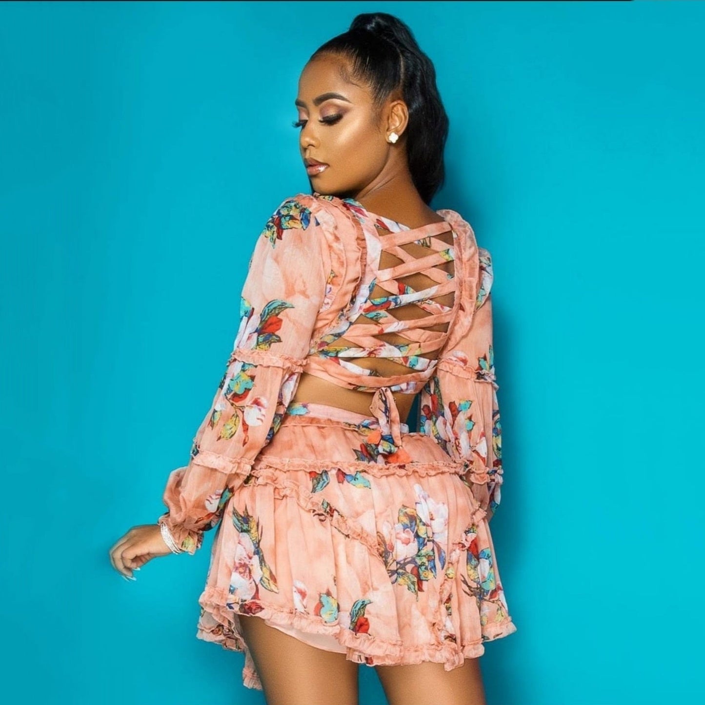 Chic Backless Floral Dress