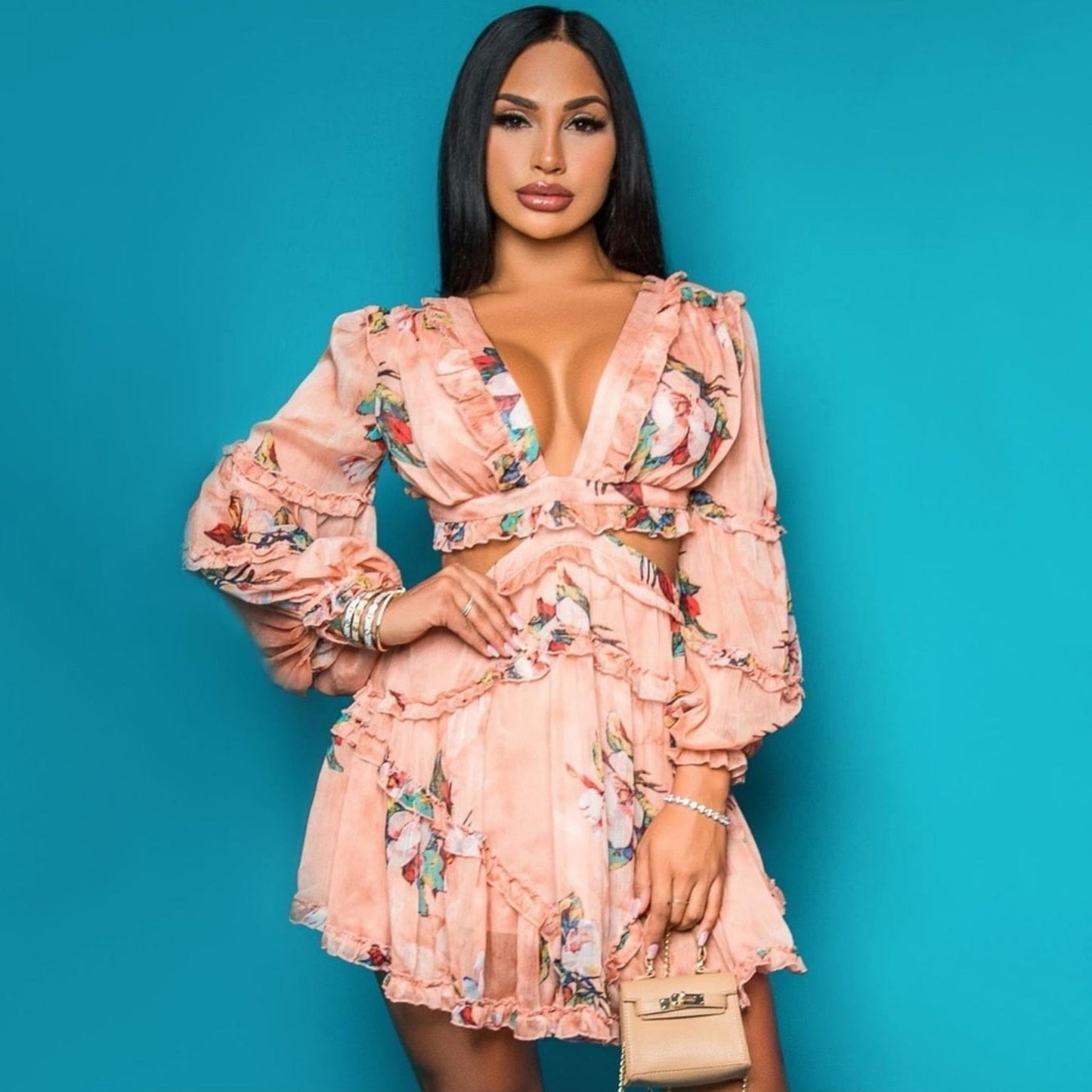 Chic Backless Floral Dress