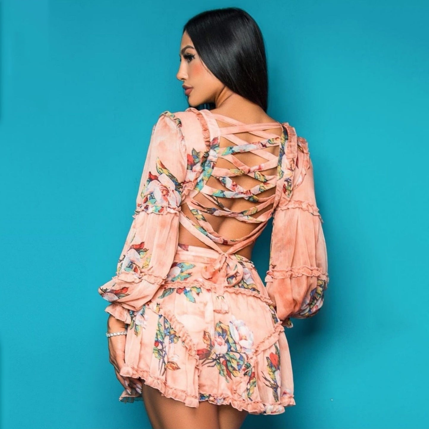 Chic Backless Floral Dress