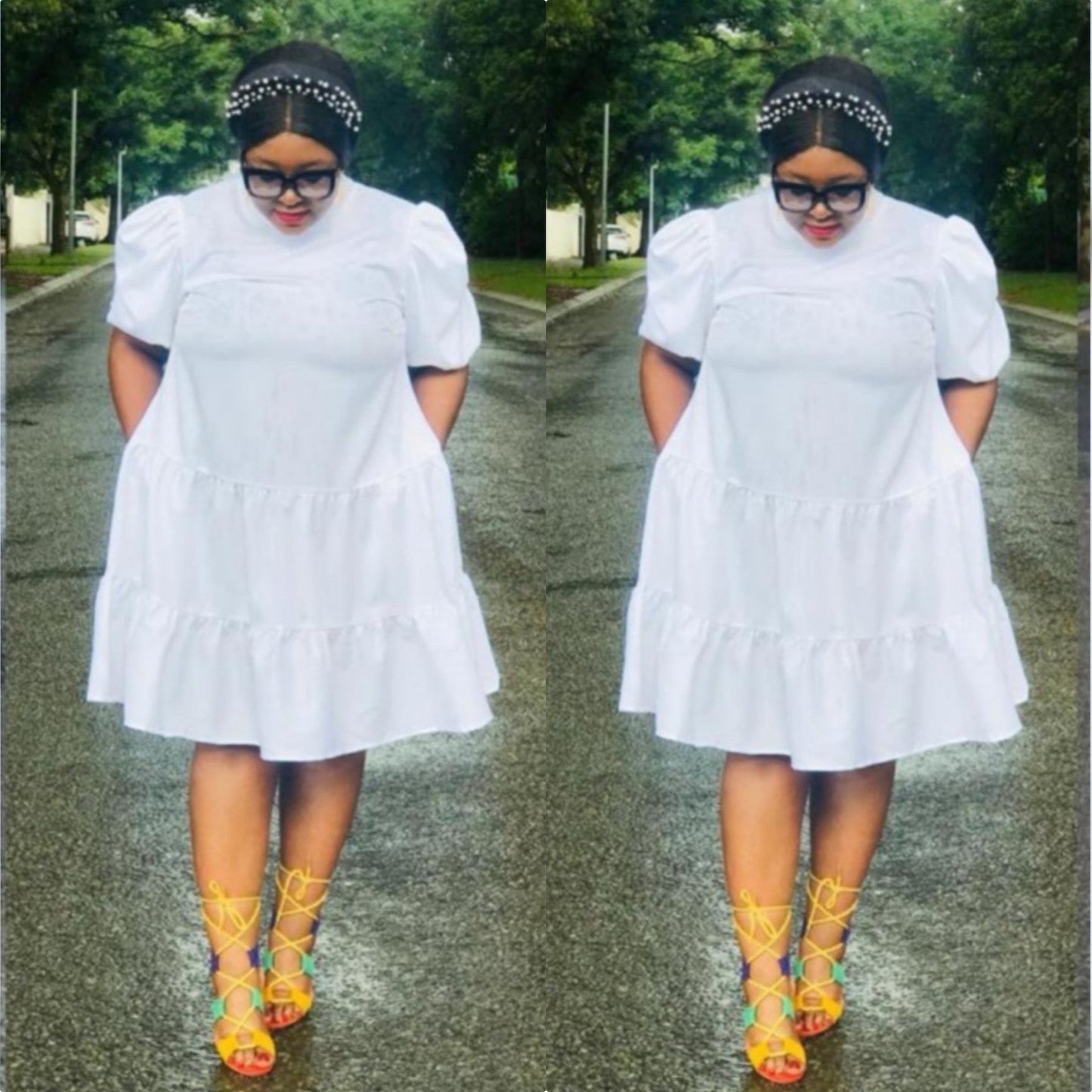 Puff Short Sleeve Bubble Dress