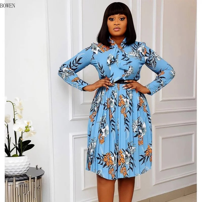 Floral Print Pleated Dress