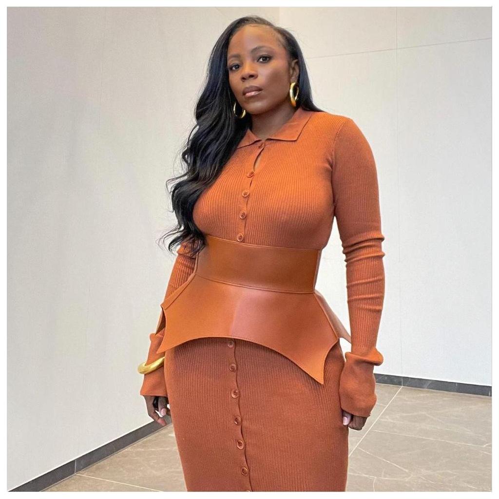 Split Buttoned Bodycon Dress