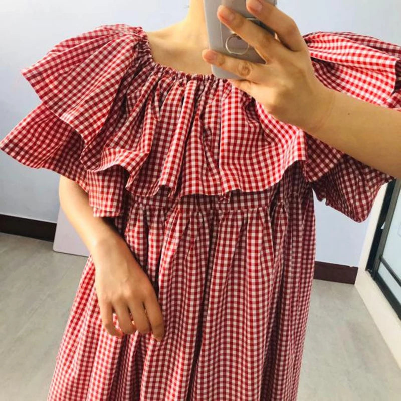 Ruffles Plaid Dress