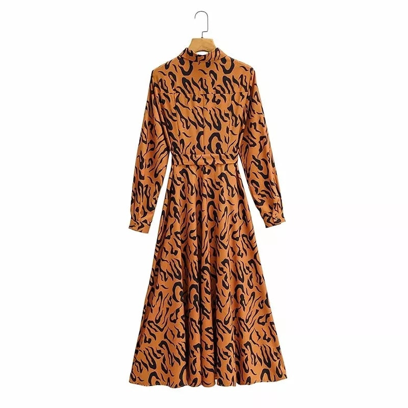 Vintage Tiger Dtripe Midi Dress