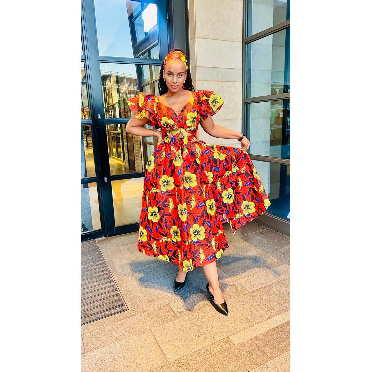 Floral V-Neck Slit Maxi Dress