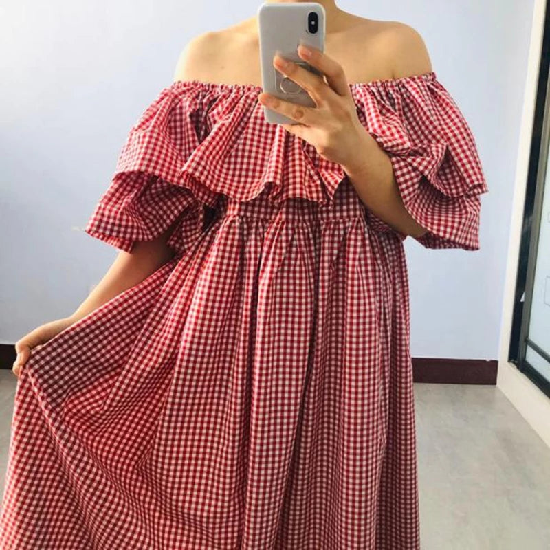 Ruffles Plaid Dress