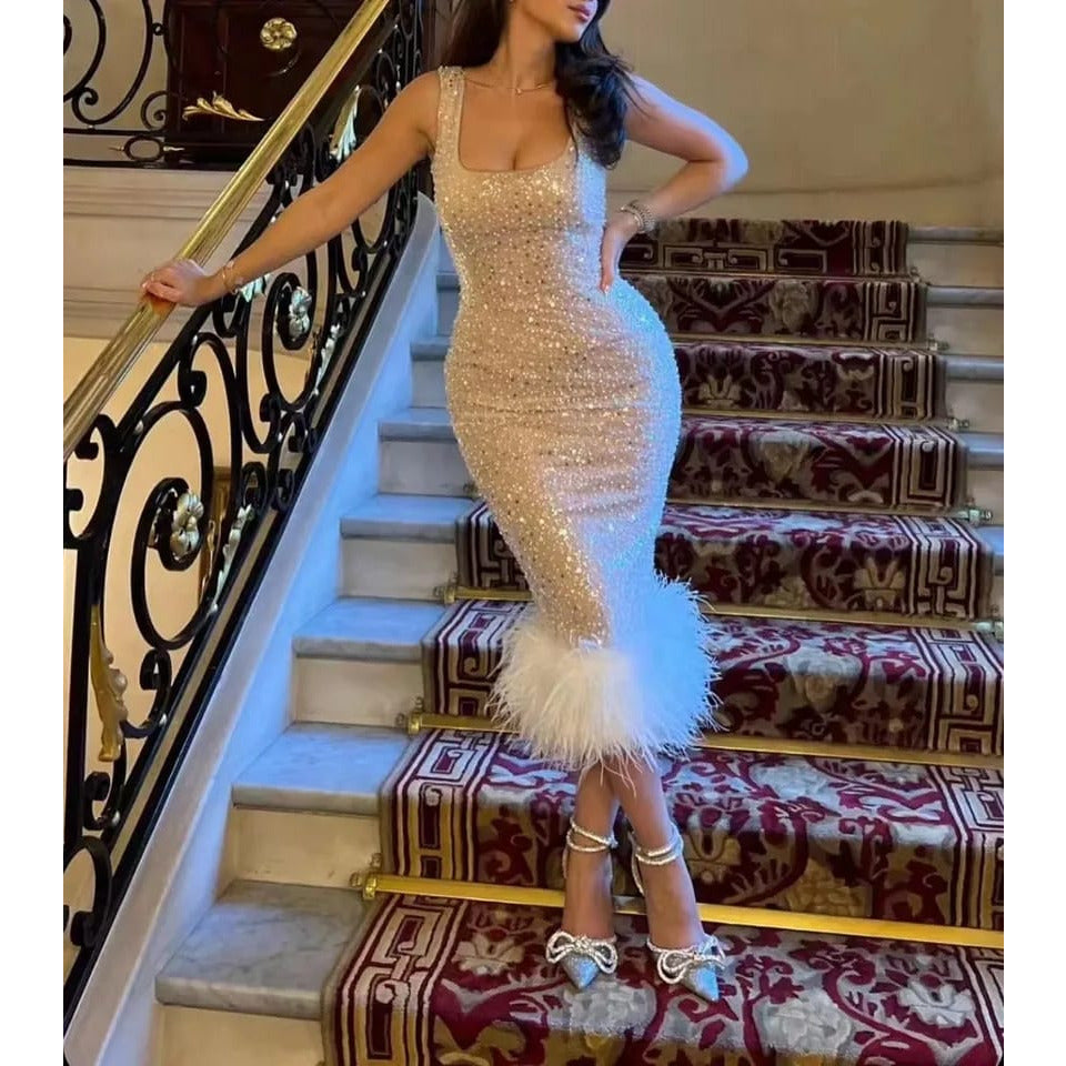 Sleeveless Square Neck Bodycon Dress