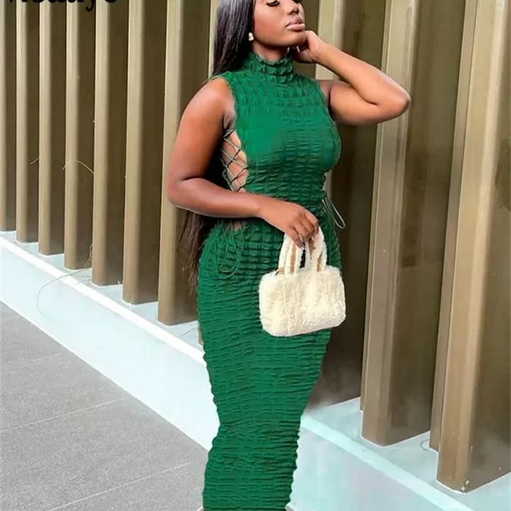 Turtle neck sexy bandage dress