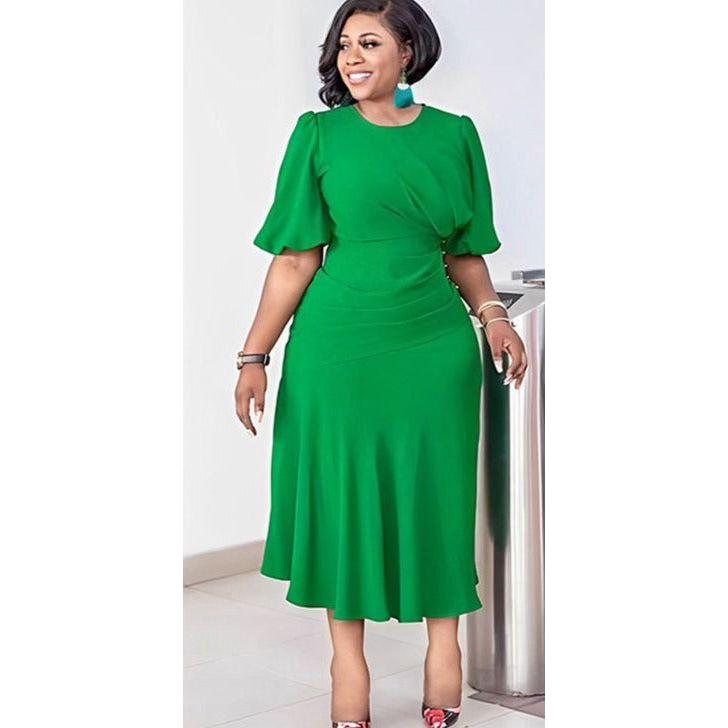 Puff Sleeve Round Neck Dress