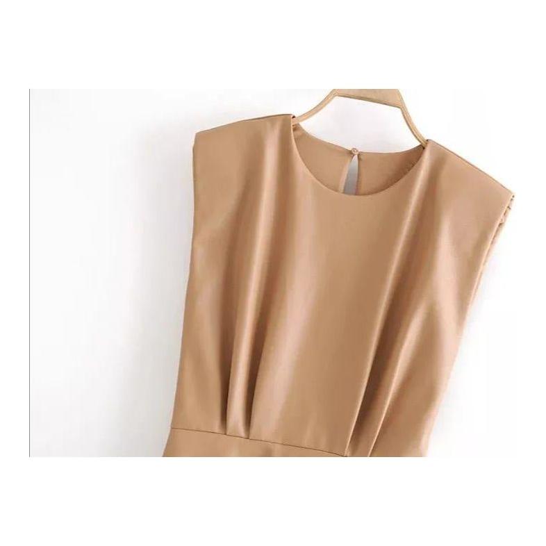 Faux Leather Pleated Mini Dress