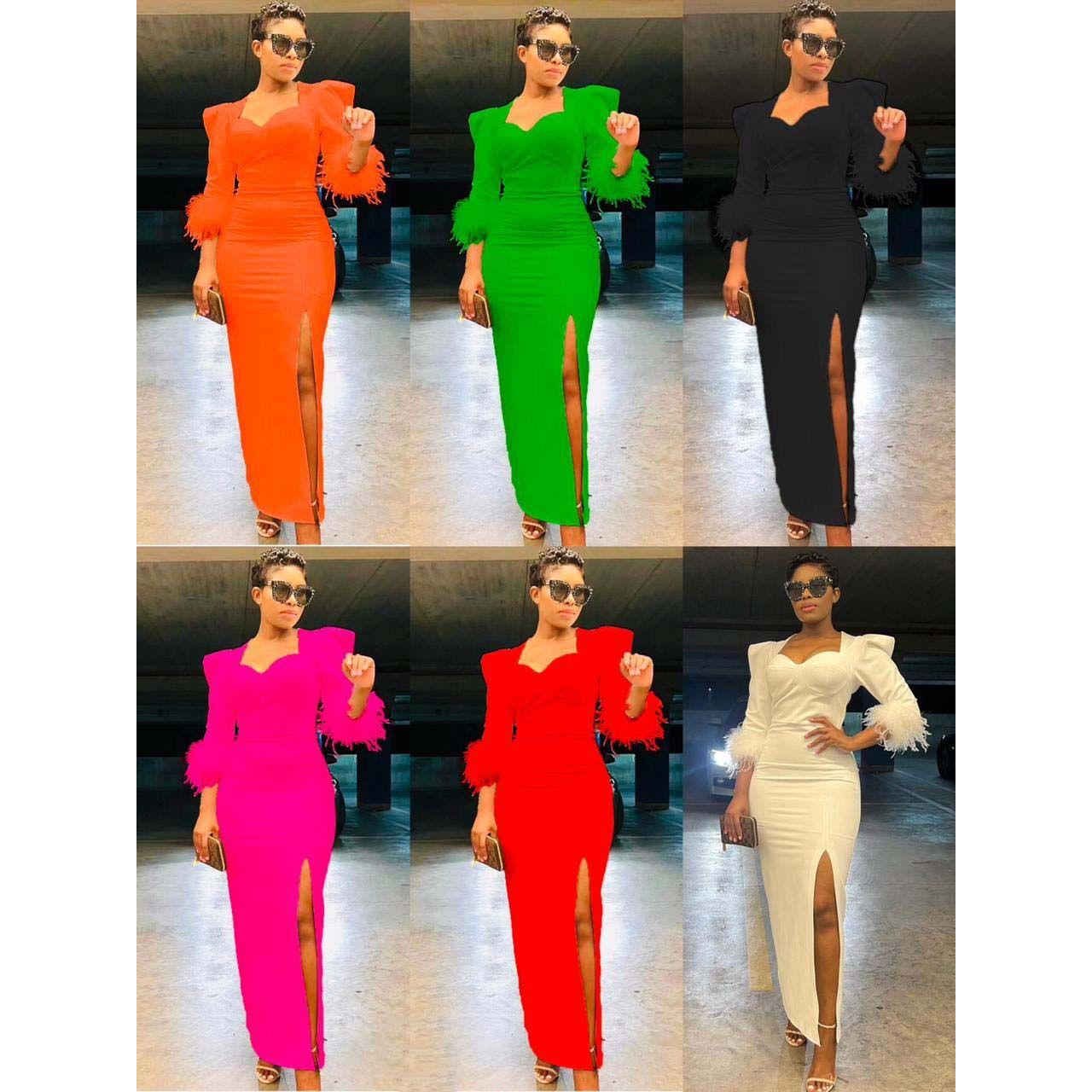 High Waisted Slit Fluffy Dress