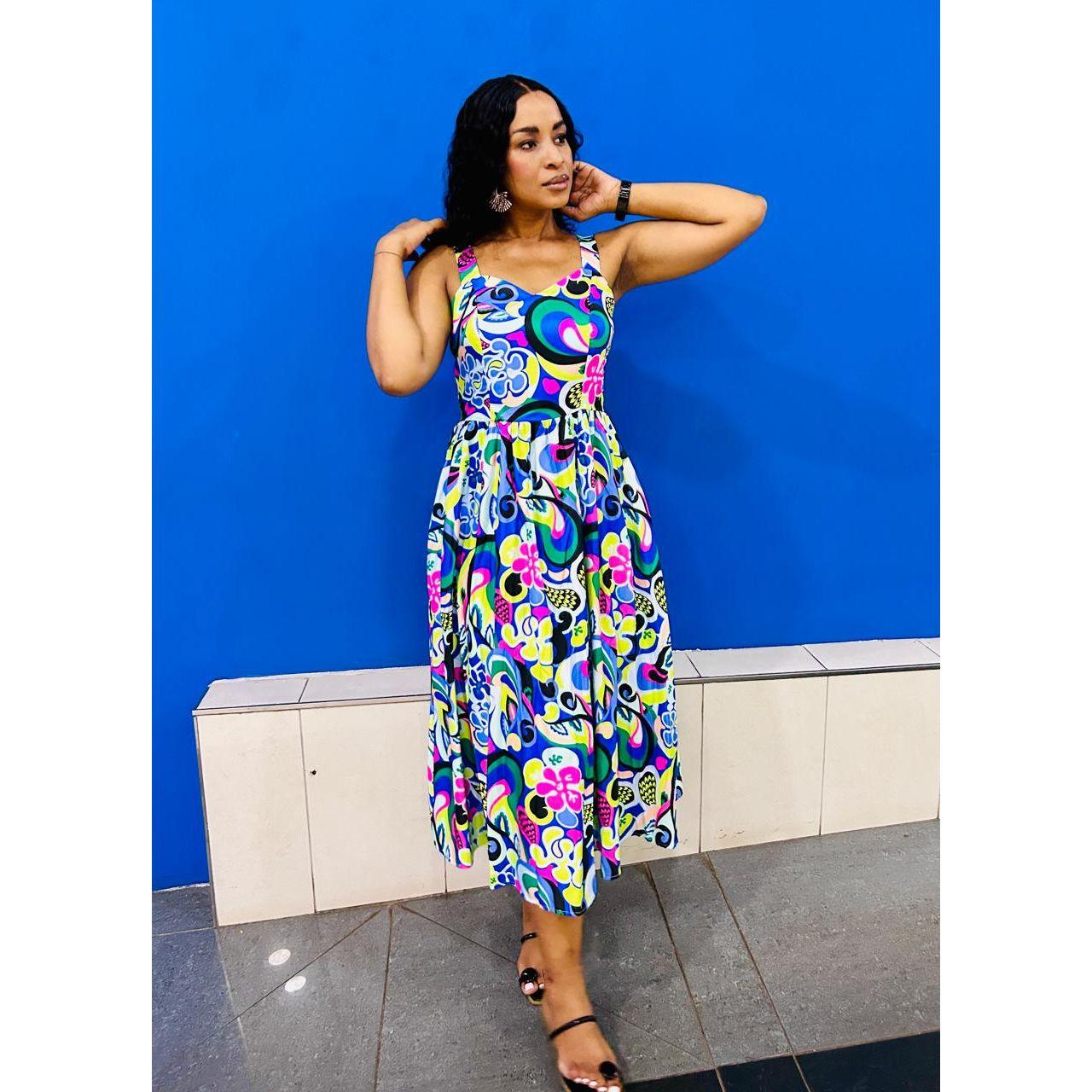Printed Duchess Satin Maxi Dress