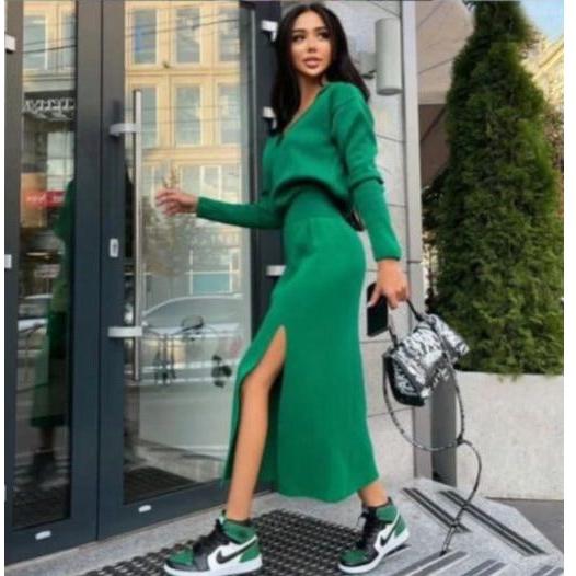 V-Neck Long Sleeve Dress