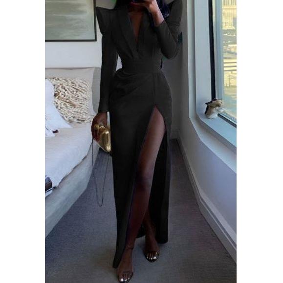 Sexy V-Neck Slit Dress