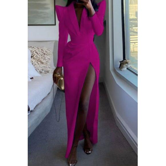 Sexy V-Neck Slit Dress