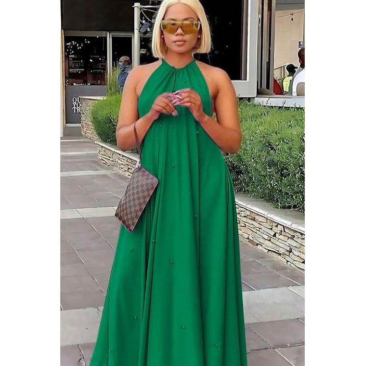 Pearls Sleeveless Maxi Dress