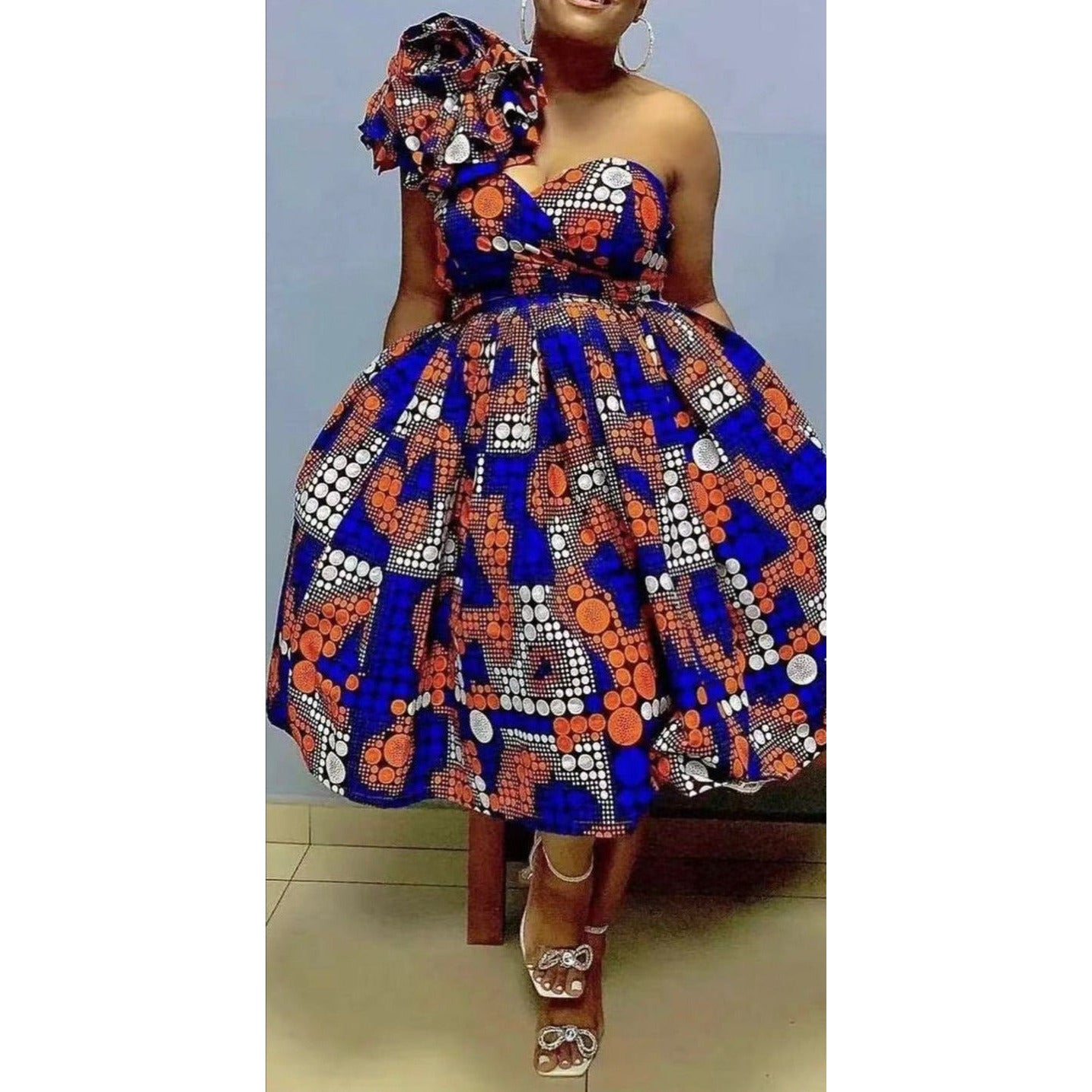 High Waisted Sleeveless Ankara Dress