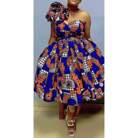 High Waisted Sleeveless Ankara Dress