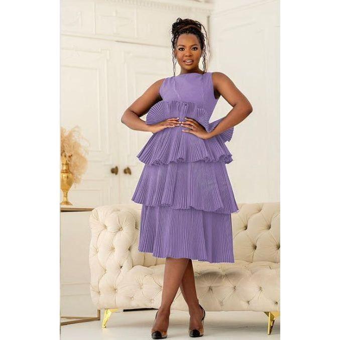 Pleated Sleeveless Midi Dress.