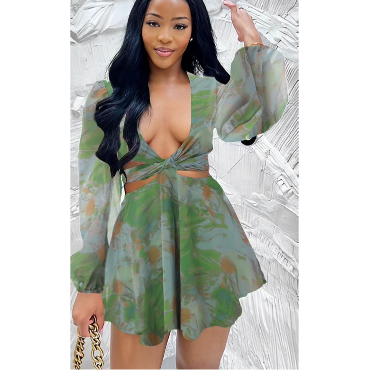 Long Sleeve Floral Top & Skirt Set