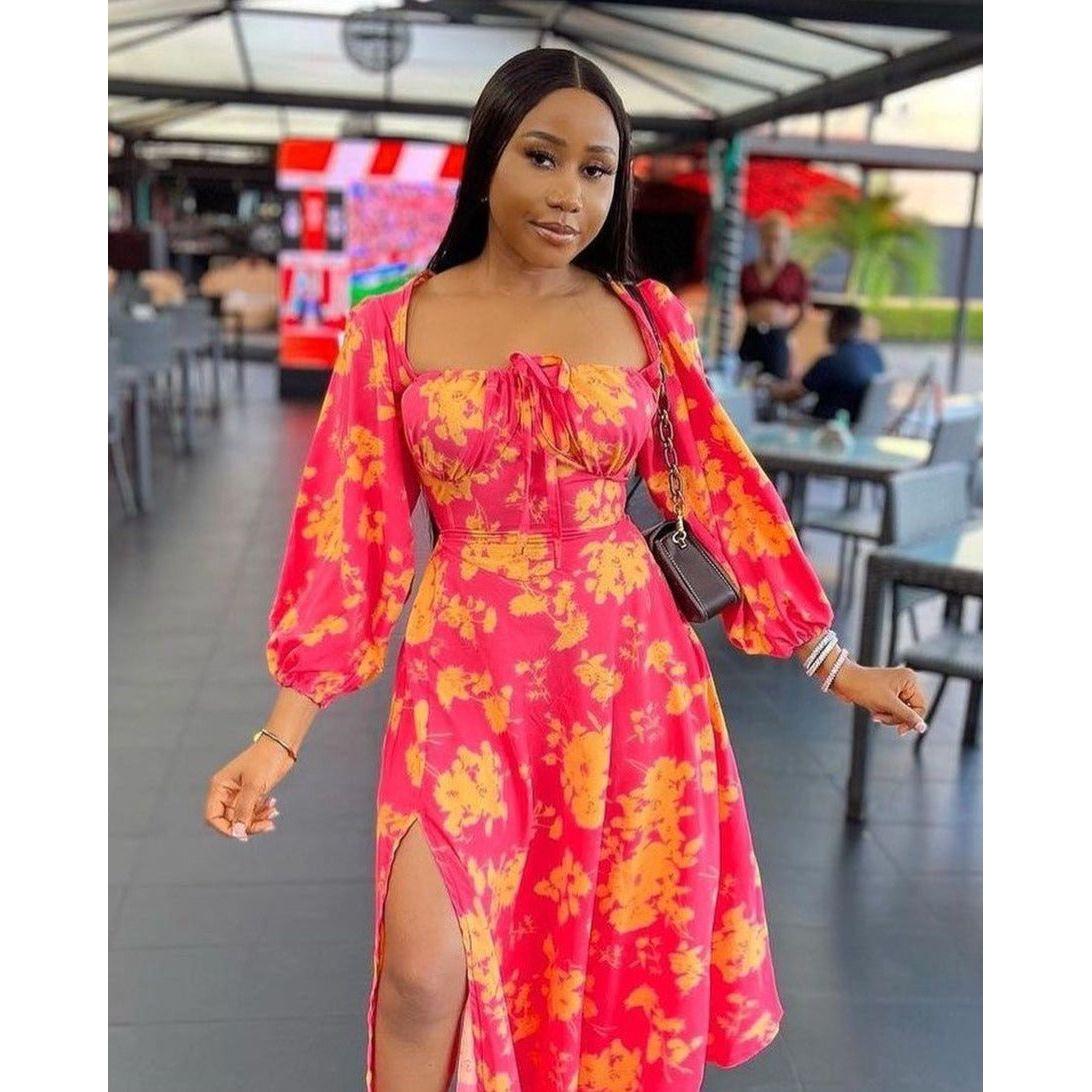 Sexy Floral Long Sleeve Dress