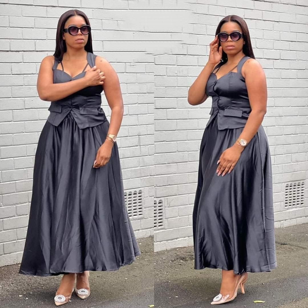 Queen Worth Satin Corset Maxi set.