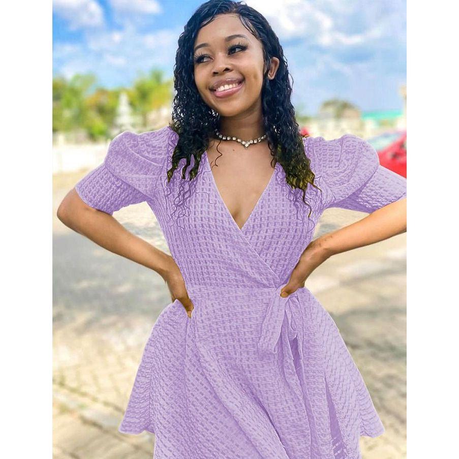 Short Sleeve V-Neck Dress