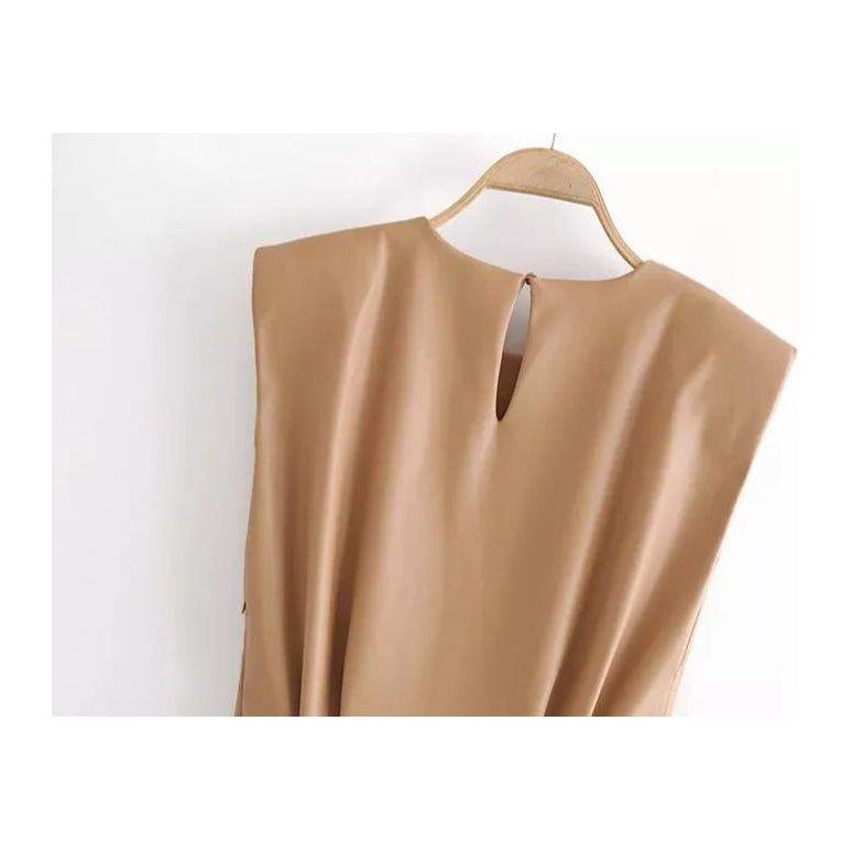 Faux Leather Pleated Mini Dress