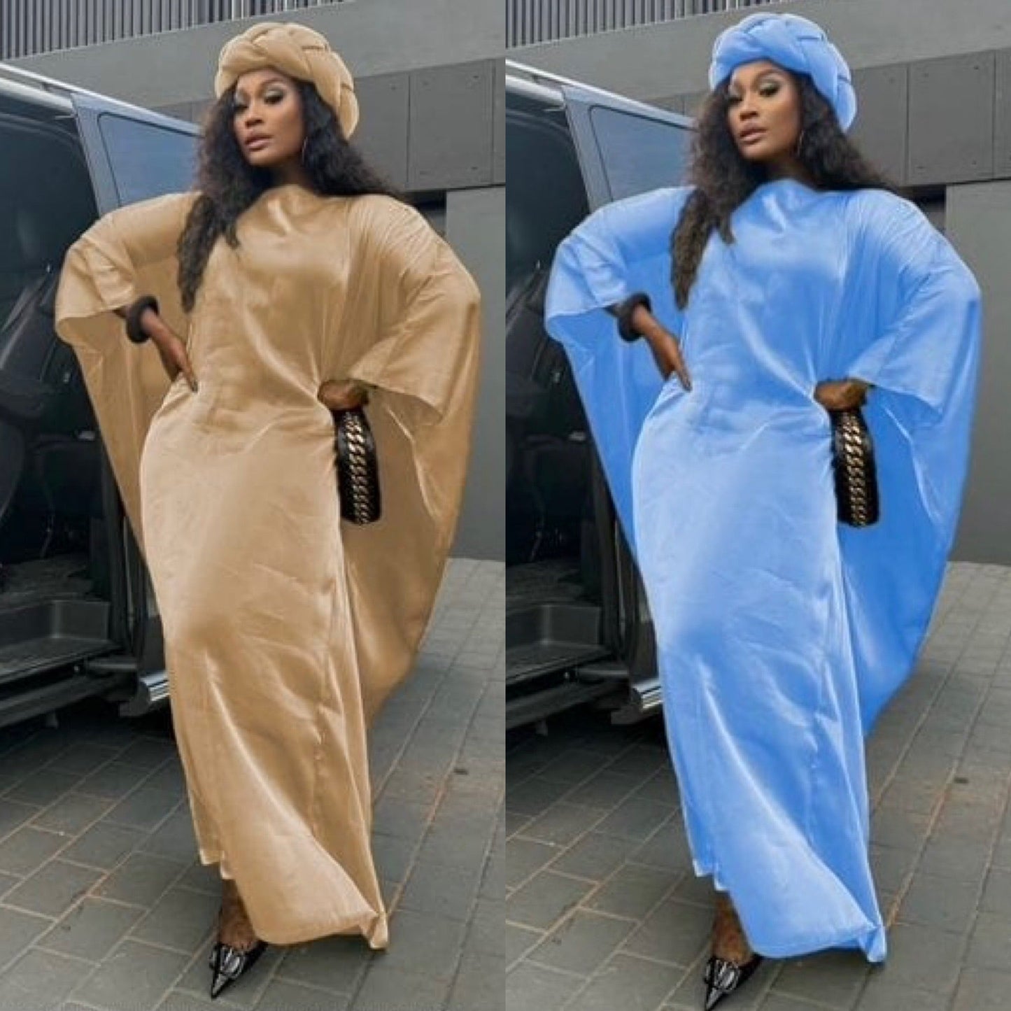 Long sleeve kaftan Satin Robe.