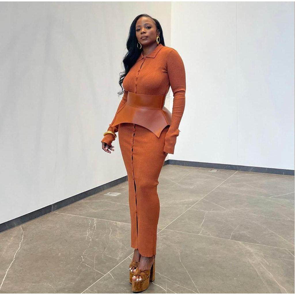 Split Buttoned Bodycon Dress