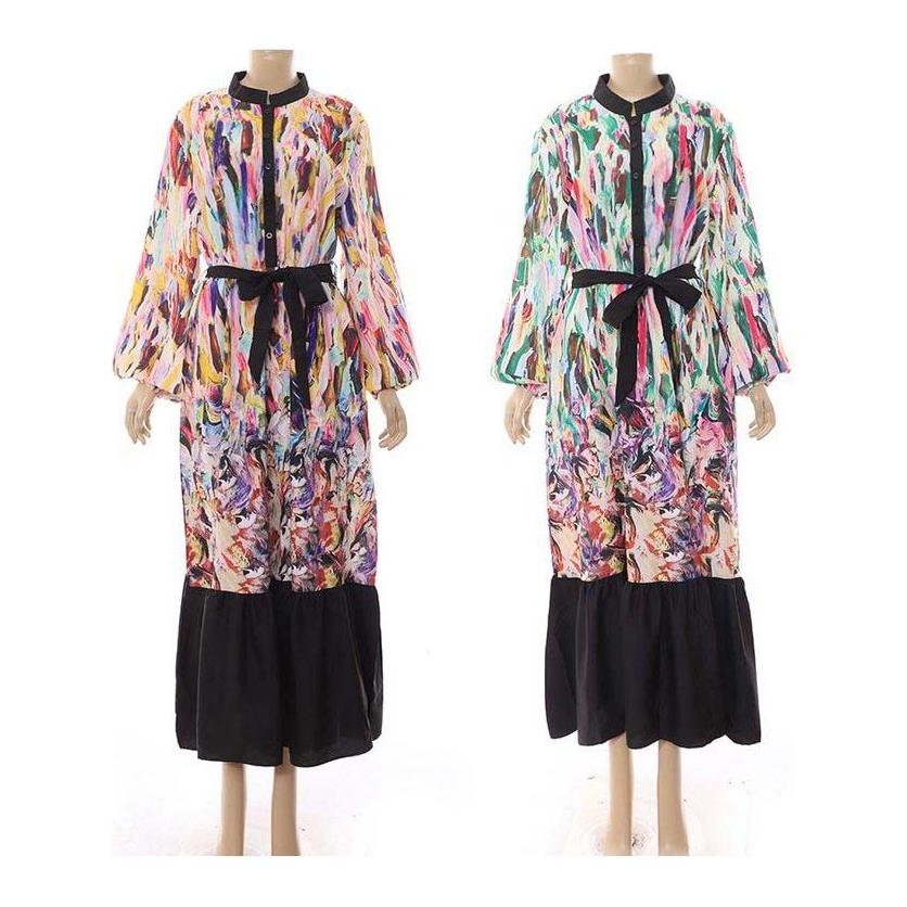 High Waisted Long Sleeve Round Neck Dress