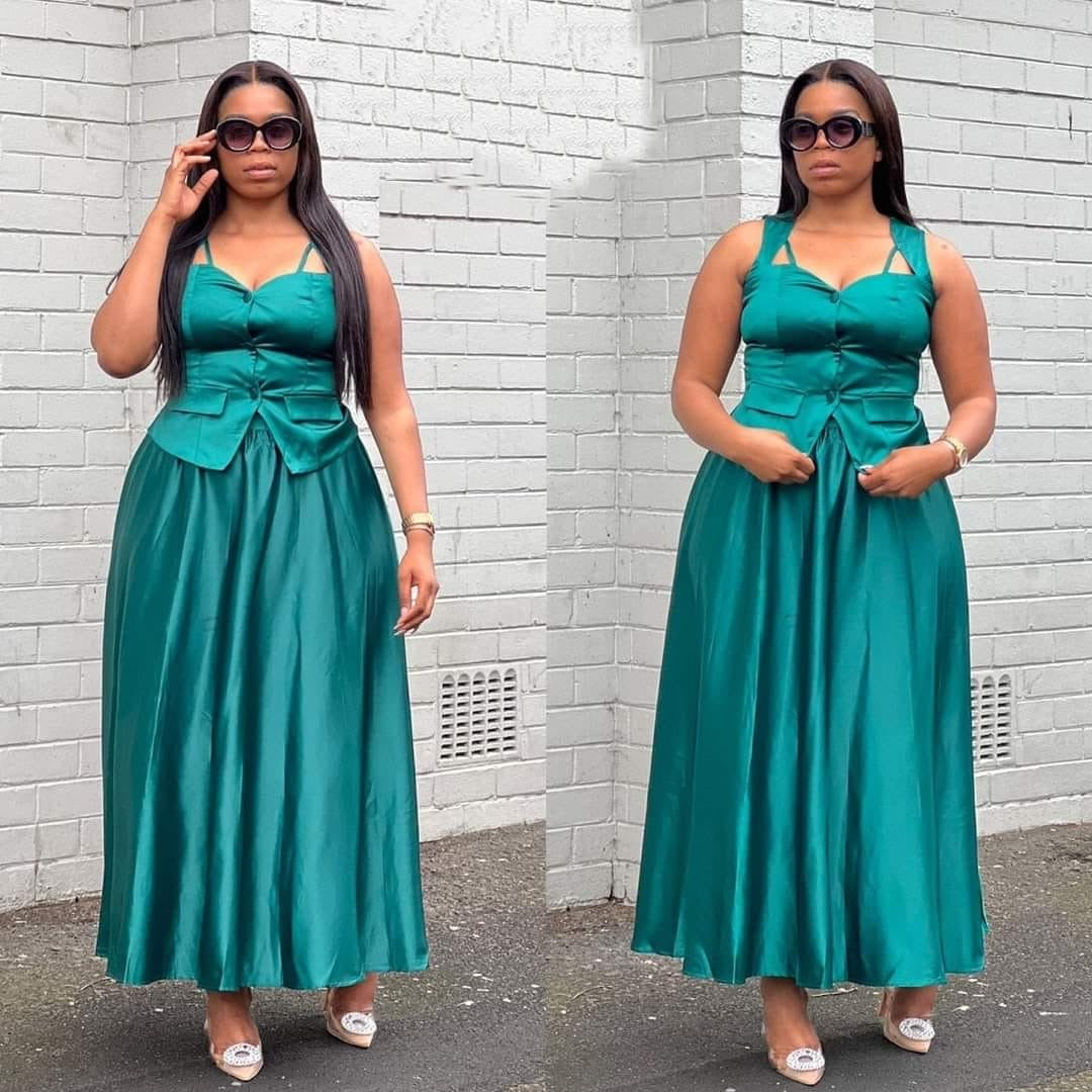 Queen Worth Satin Corset Maxi set.