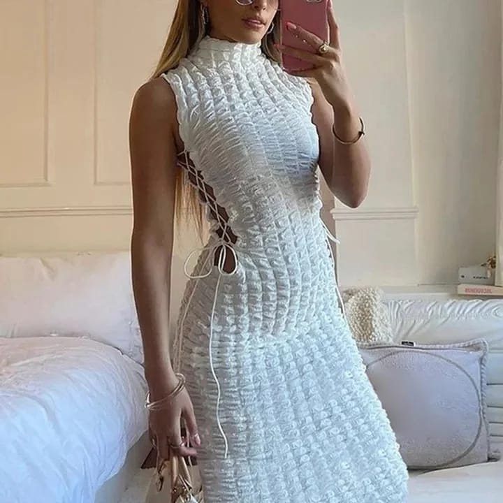 Turtle neck sexy bandage dress