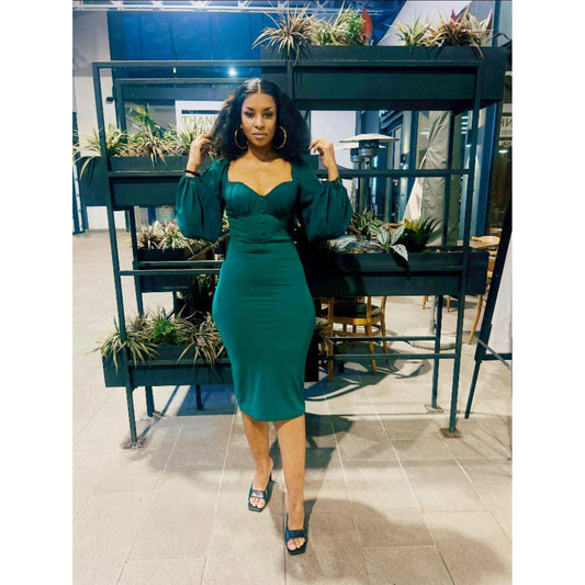 Bubbleroom Structure Puff Sleeve Dress