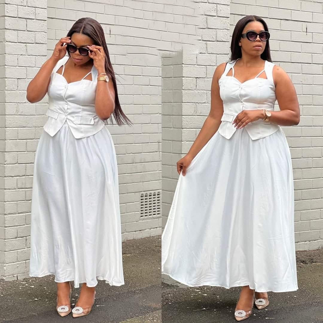 Queen Worth Satin Corset Maxi set.