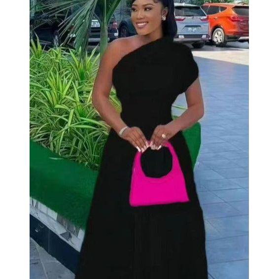 ONE HAND OFF SHOULDER  MAXI DRESS