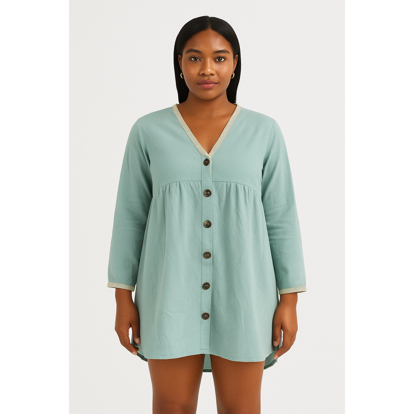 V-Neck Midi Bubble Dress