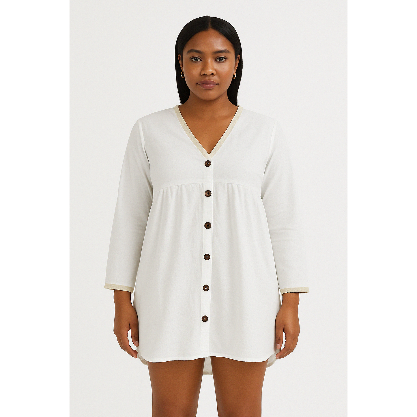 V-Neck Midi Bubble Dress