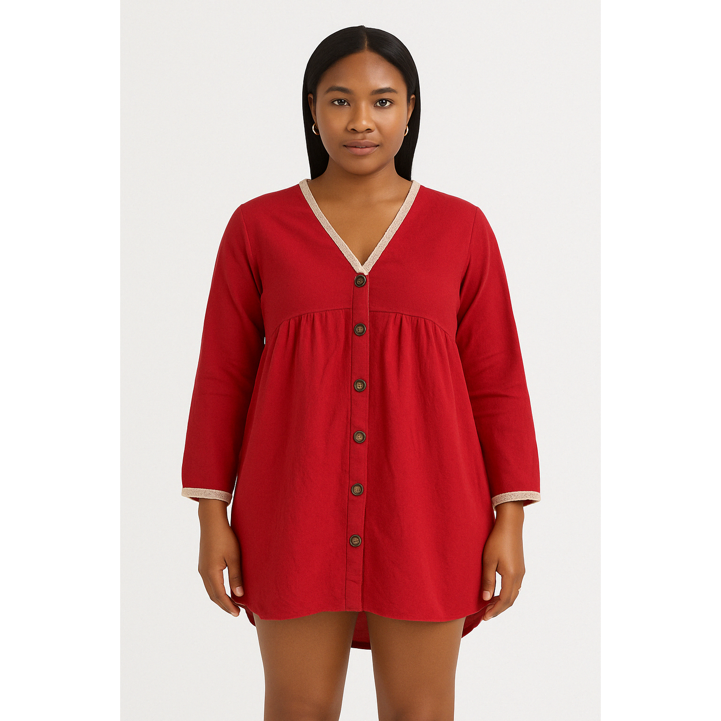 V-Neck Midi Bubble Dress