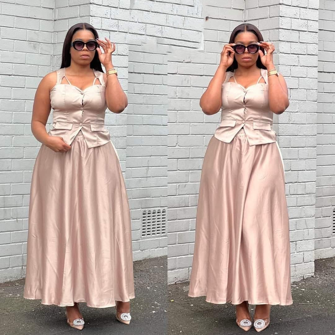 Queen Worth Satin Corset Maxi set.