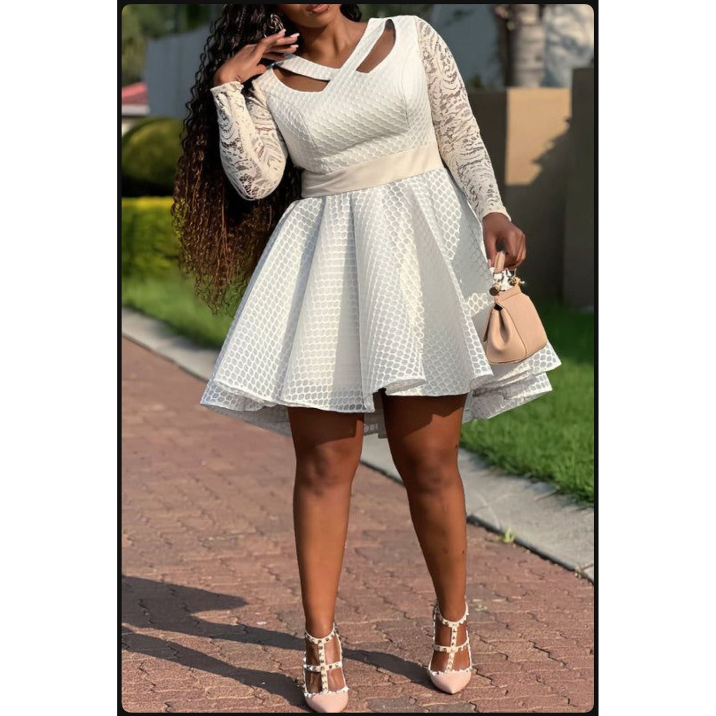 Hallow out Long-sleeve Bubble Dress