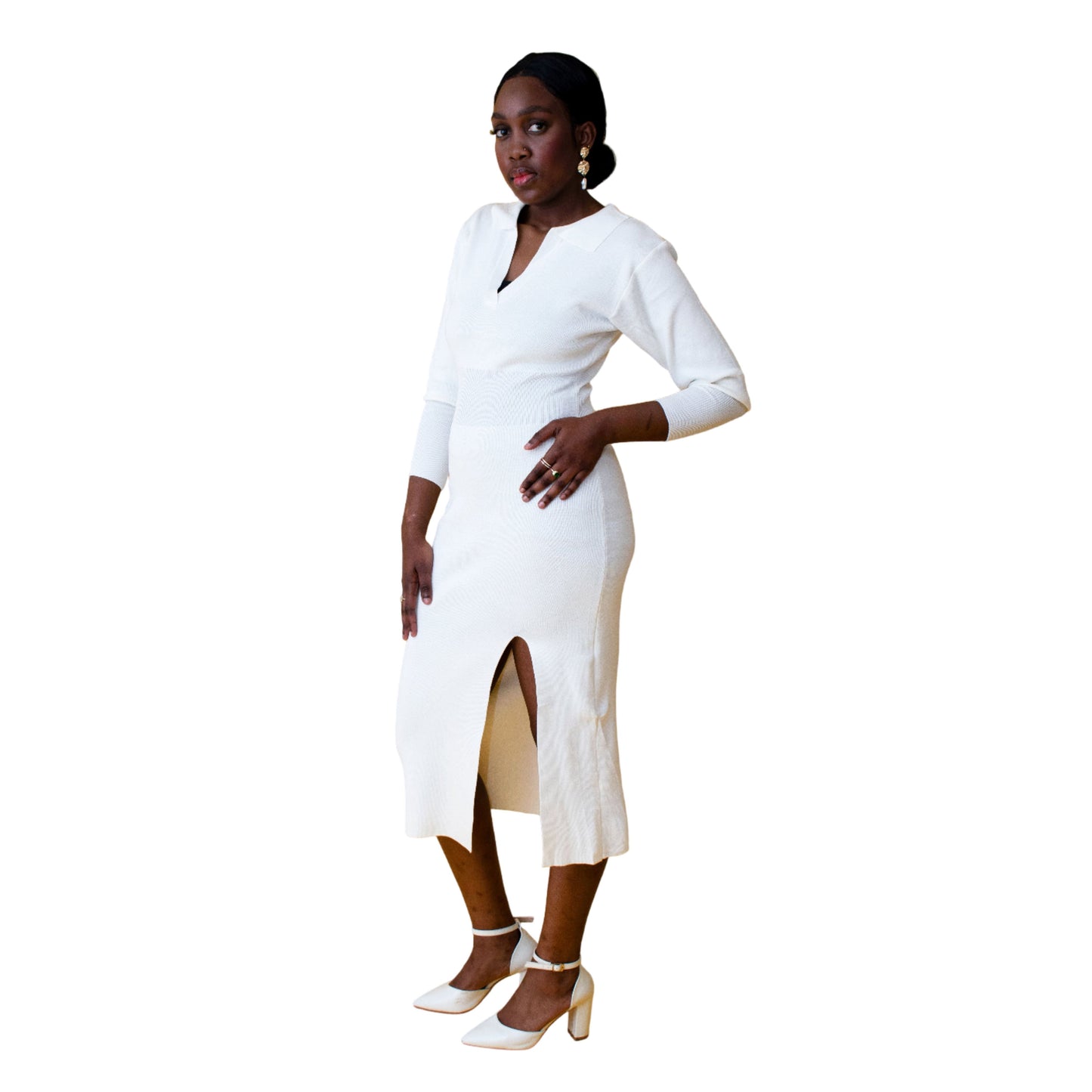 V-Neck Long Sleeve Dress