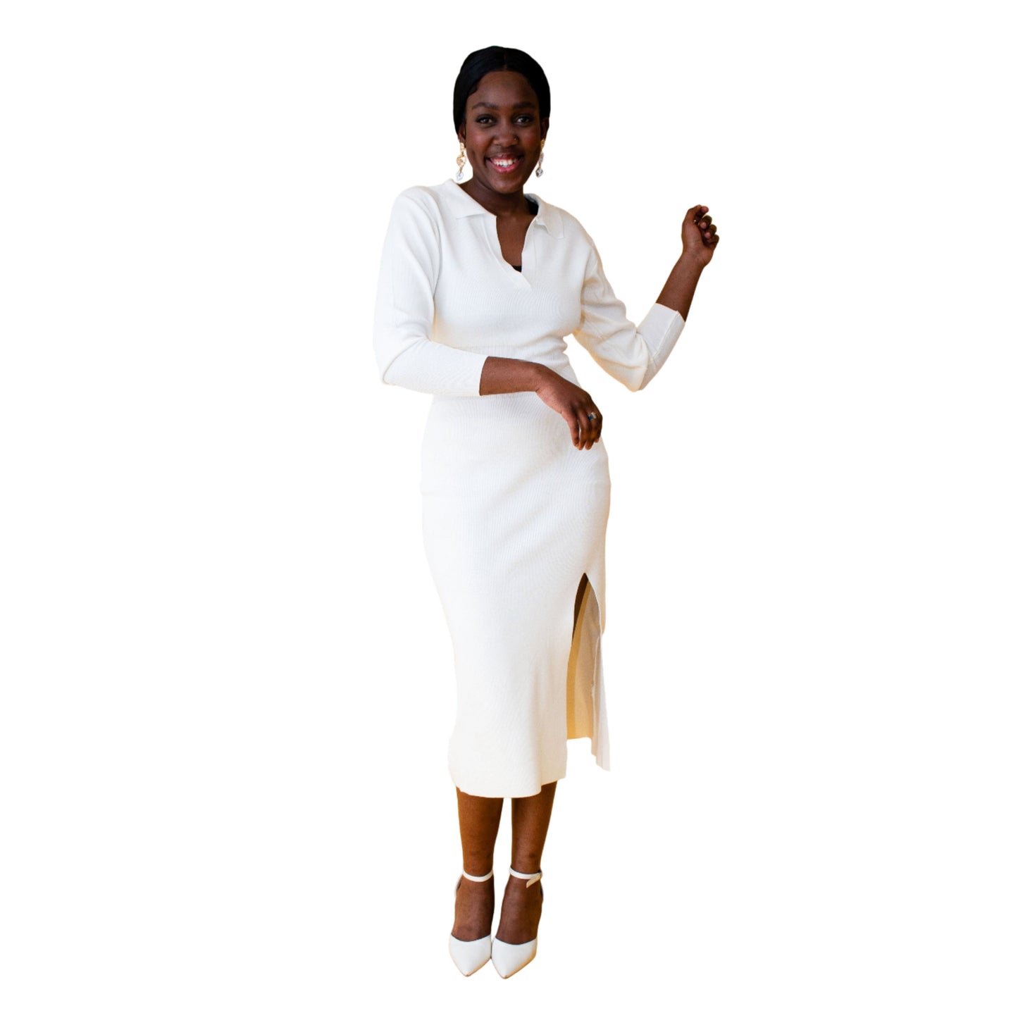 V-Neck Long Sleeve Dress